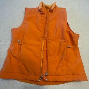 LL Bean Orange Fleece Lined Women’s Puffer Vest Small